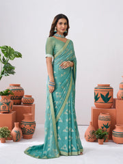 Ishita Blue Geometric Printed Silk Saree