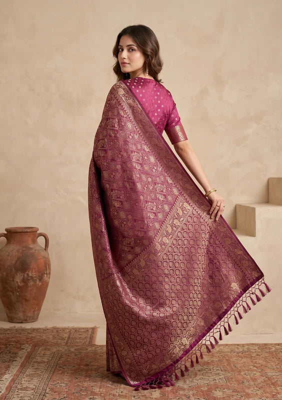 Wine Patola Art Silk Saree